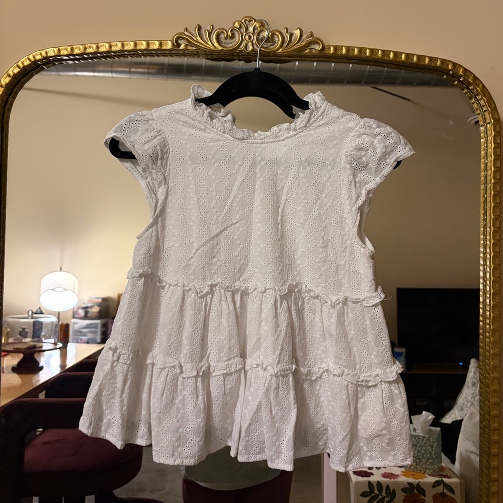 White Ruffled Babydoll Top
